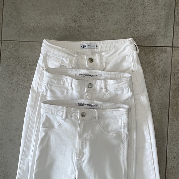 Zara White Jeans, Set of 3, Straight Leg, Skinny, High Waist, Size 24 and 26 - Picture 2 of 7